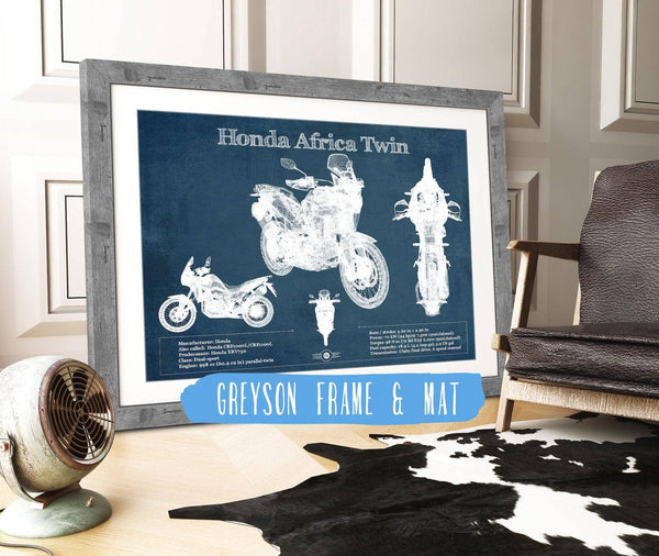 14" x 11" / Greyson Frame & Mat Cutler West Honda CRF1000L/CRF1100 Africa Twin Motorcycle Patent Print