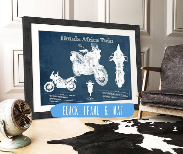 20" x 16" / Black Frame & Mat Cutler West Honda CRF1000L/CRF1100 Africa Twin Motorcycle Patent Print