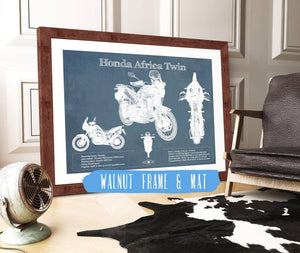 20" x 16" / Walnut Frame & Mat Cutler West Honda CRF1000L/CRF1100 Africa Twin Motorcycle Patent Print