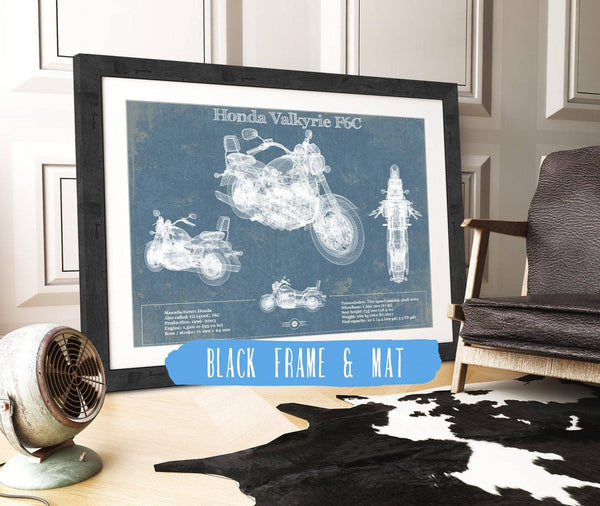 20" x 16" / Black Frame & Mat Cutler West Honda Valkyrie F6C Blueprint Motorcycle Patent Print