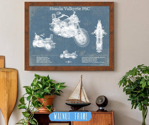 20" x 16" / Walnut Frame Cutler West Honda Valkyrie F6C Blueprint Motorcycle Patent Print