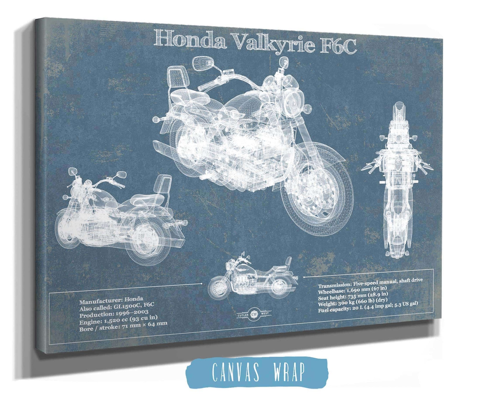 Cutler West Honda Valkyrie F6C Blueprint Motorcycle Patent Print