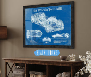 20" x 16" / Black Frame Cutler West Hot Wheels Twin Mill Blueprint Vintage Auto Print