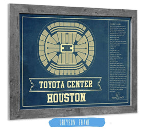 14" x 11" / Greyson Frame Cutler West Houston Rockets Toyota Center Seating Chart Vintage Art Print