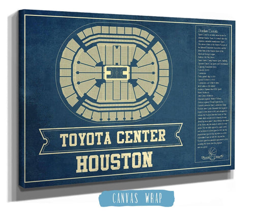 14" x 11" / Stretched Canvas Wrap Cutler West Houston Rockets Toyota Center Seating Chart Vintage Art Print