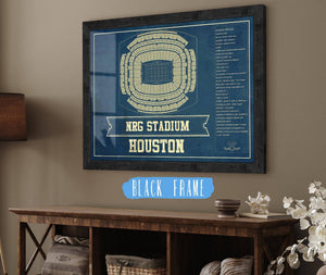 20" x 16" / Black Frame Cutler West Houston Texans NRG Stadium Seating Chart - Vintage Football Print