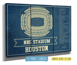 36" x 24" / 3 Panel Canvas Wrap Cutler West Houston Texans NRG Stadium Seating Chart - Vintage Football Print
