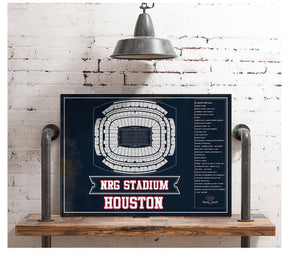 Cutler West Houston Texans NRG Stadium Team Colors Seating Chart - Vintage Football Print