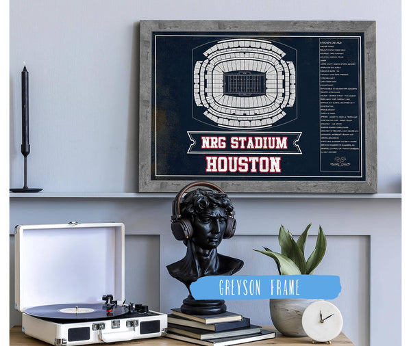 Cutler West Houston Texans NRG Stadium Team Colors Seating Chart - Vintage Football Print