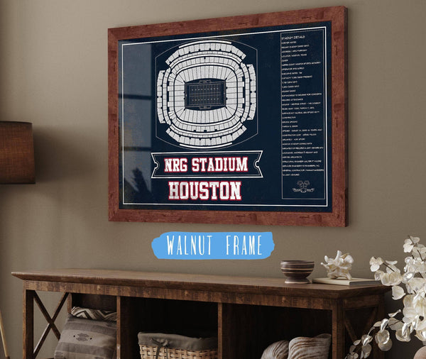 Cutler West Houston Texans NRG Stadium Team Colors Seating Chart - Vintage Football Print