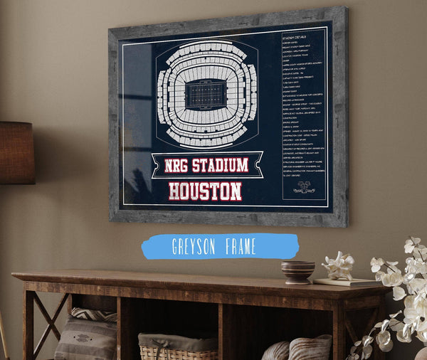 Cutler West Houston Texans NRG Stadium Team Colors Seating Chart - Vintage Football Print