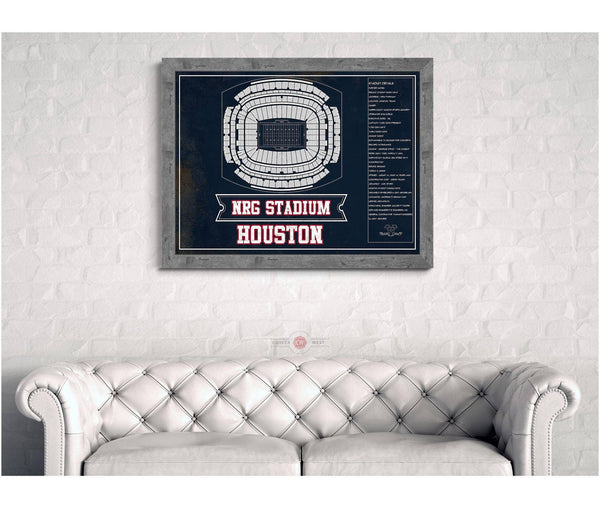 Cutler West Houston Texans NRG Stadium Team Colors Seating Chart - Vintage Football Print