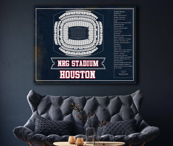 Cutler West Houston Texans NRG Stadium Team Colors Seating Chart - Vintage Football Print