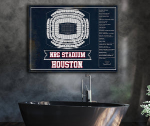 Cutler West Houston Texans NRG Stadium Team Colors Seating Chart - Vintage Football Print