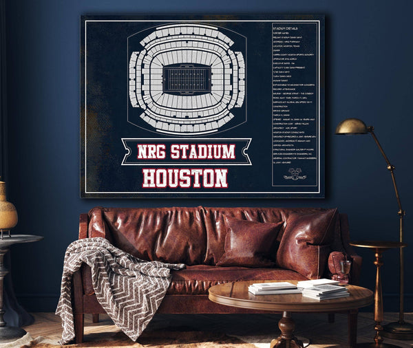 Cutler West Houston Texans NRG Stadium Team Colors Seating Chart - Vintage Football Print