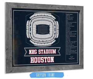 14" x 11" / Greyson Frame Cutler West Houston Texans NRG Stadium Team Colors Seating Chart - Vintage Football Print