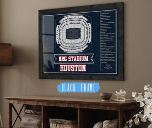20" x 16" / Black Frame Cutler West Houston Texans NRG Stadium Team Colors Seating Chart - Vintage Football Print
