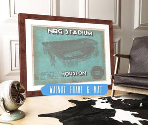 20" x 16" / Walnut Frame & Mat Cutler West Houston Texans NRG Stadium Vintage Football Print