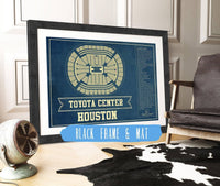 Cutler West Basketball Collection 14" x 11" / Black Frame Mat Houston Rockets Toyota Center Seating Chart Vintage Art Print 933350165_76499