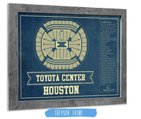 Cutler West Basketball Collection 14" x 11" / Greyson Frame Houston Rockets Toyota Center Seating Chart Vintage Art Print 933350165_76504