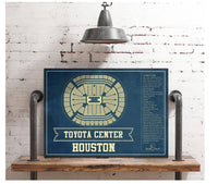 Cutler West Basketball Collection Houston Rockets Toyota Center Seating Chart Vintage Art Print