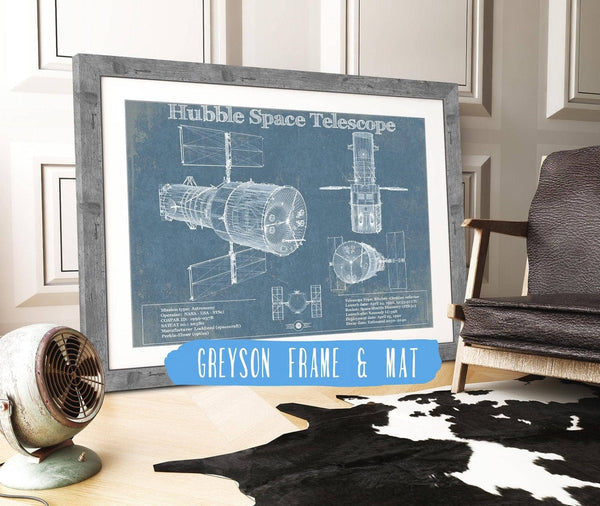 14" x 11" / Greyson Frame & Mat Cutler West Hubble Telescope Blueprint Wall Art