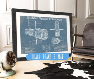 20" x 16" / Black Frame & Mat Cutler West Hubble Telescope Blueprint Wall Art