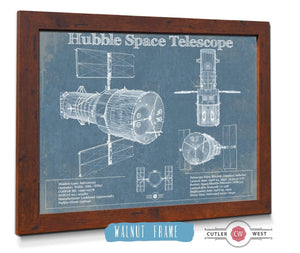 20" x 16" / Walnut Frame Cutler West Hubble Telescope Blueprint Wall Art