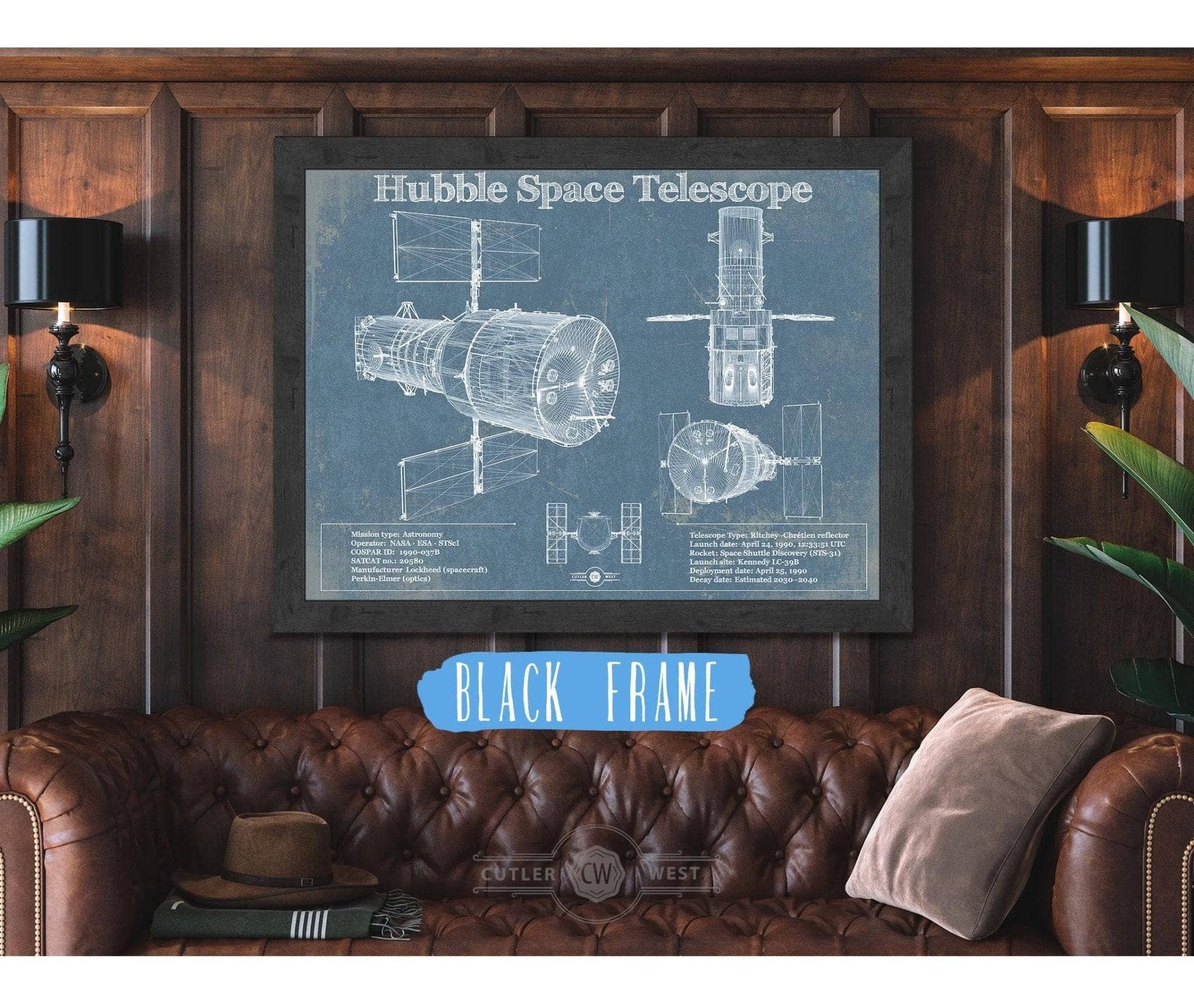 Cutler West SciFi, Fantasy, and Space Hubble Telescope Blueprint Wall Art