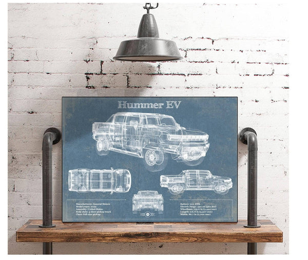 Cutler West Hummer EV Blueprint Vintage Auto Print