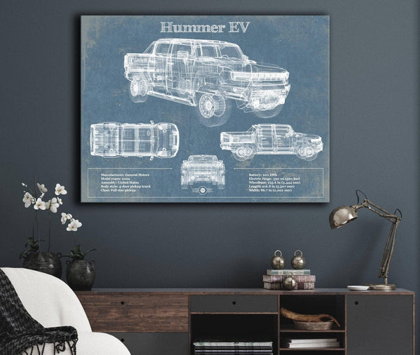 Cutler West Hummer EV Blueprint Vintage Auto Print