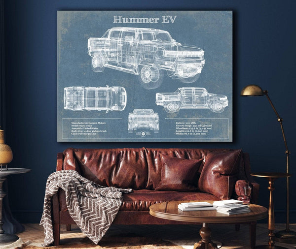 Cutler West Hummer EV Blueprint Vintage Auto Print