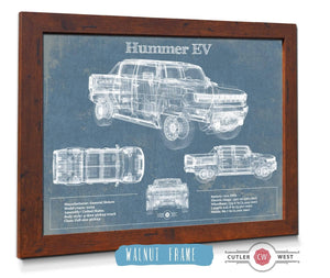 20" x 16" / Walnut Frame Cutler West Hummer EV Blueprint Vintage Auto Print