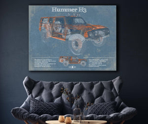 Cutler West Hummer H3 Vintage Blueprint Auto Print
