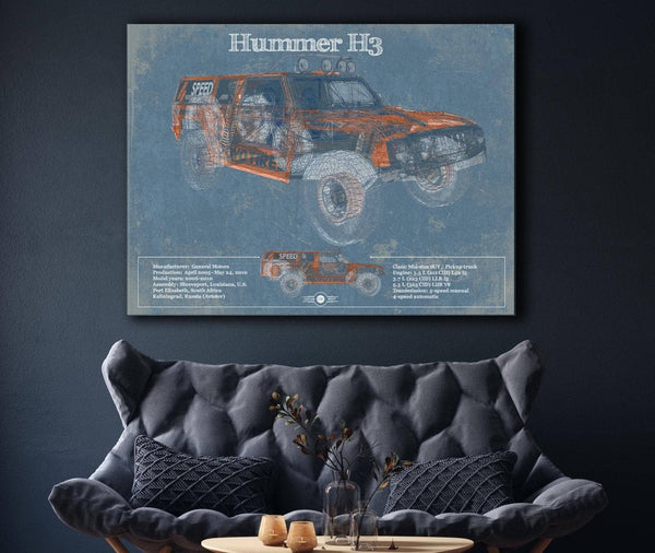Cutler West Hummer H3 Vintage Blueprint Auto Print