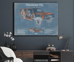 Cutler West Hummer H3 Vintage Blueprint Auto Print