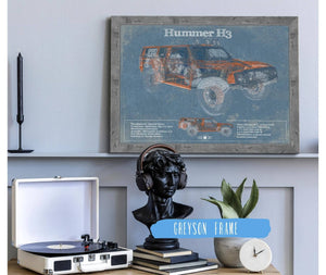 Cutler West Hummer H3 Vintage Blueprint Auto Print
