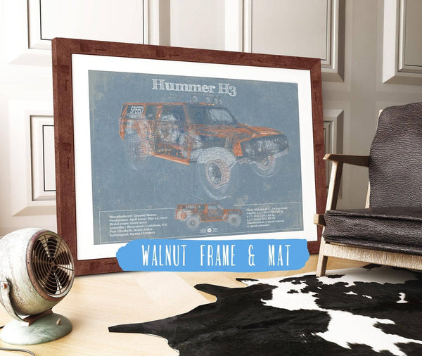 Cutler West Hummer H3 Vintage Blueprint Auto Print