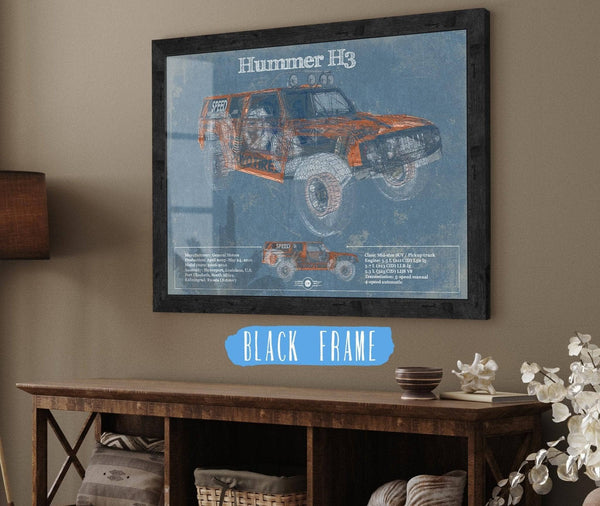 Cutler West Hummer H3 Vintage Blueprint Auto Print