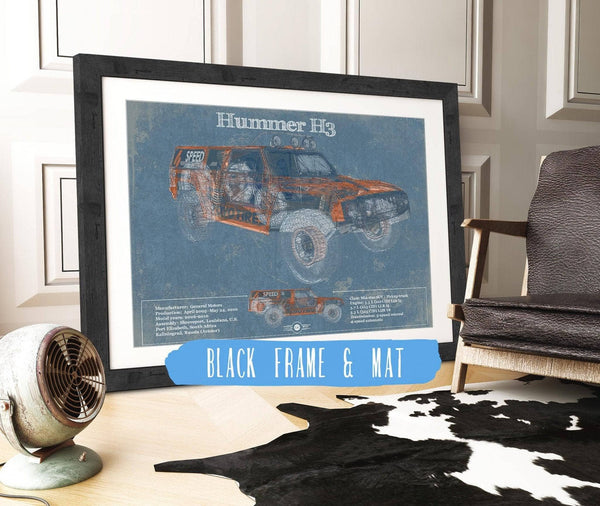 Cutler West Hummer H3 Vintage Blueprint Auto Print
