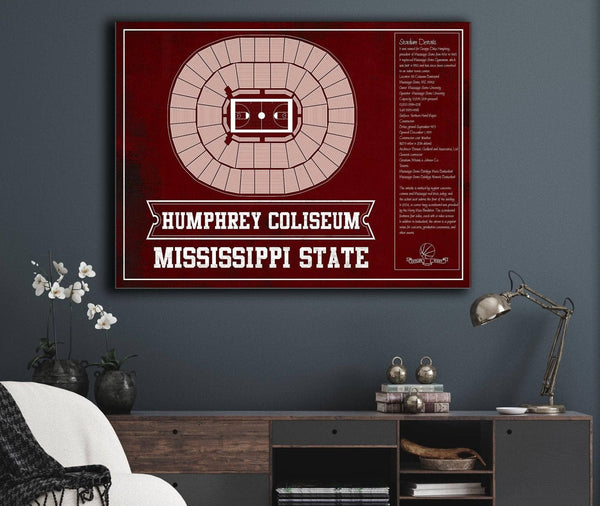 Cutler West Humphrey Coliseum - Mississippi State Bulldogs NCAA College Basketball Blueprint Art