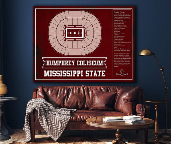 Cutler West Humphrey Coliseum - Mississippi State Bulldogs NCAA College Basketball Blueprint Art
