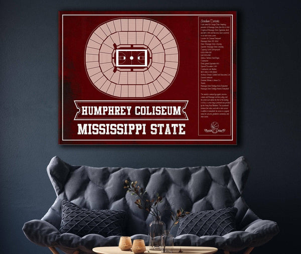 Cutler West Humphrey Coliseum - Mississippi State Bulldogs NCAA College Basketball Blueprint Art