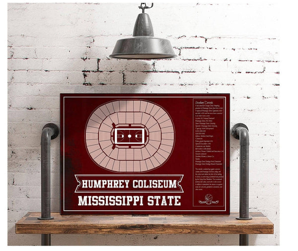 Cutler West Humphrey Coliseum - Mississippi State Bulldogs NCAA College Basketball Blueprint Art