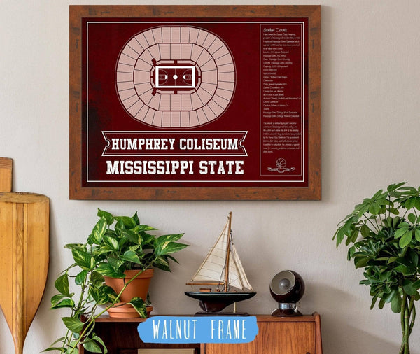 Cutler West Humphrey Coliseum - Mississippi State Bulldogs NCAA College Basketball Blueprint Art