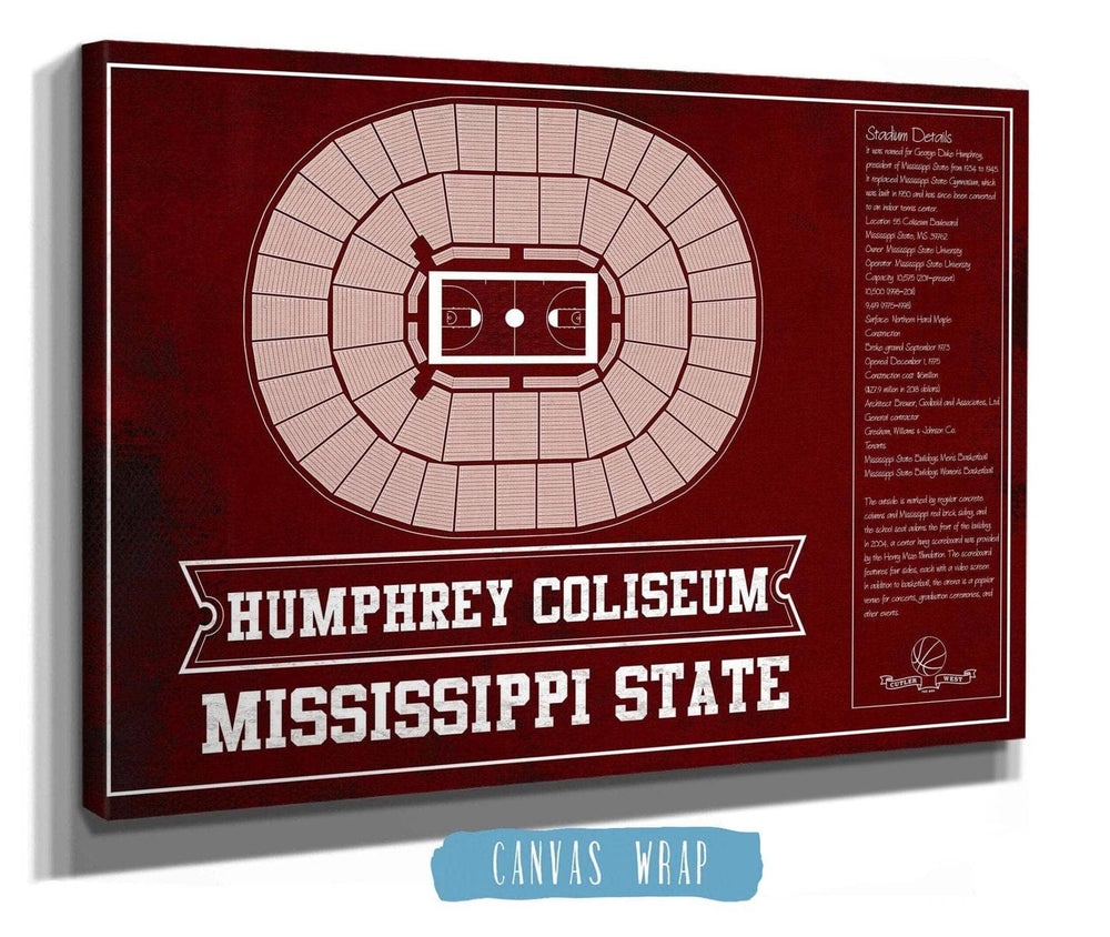 Cutler West Humphrey Coliseum - Mississippi State Bulldogs NCAA College Basketball Blueprint Art