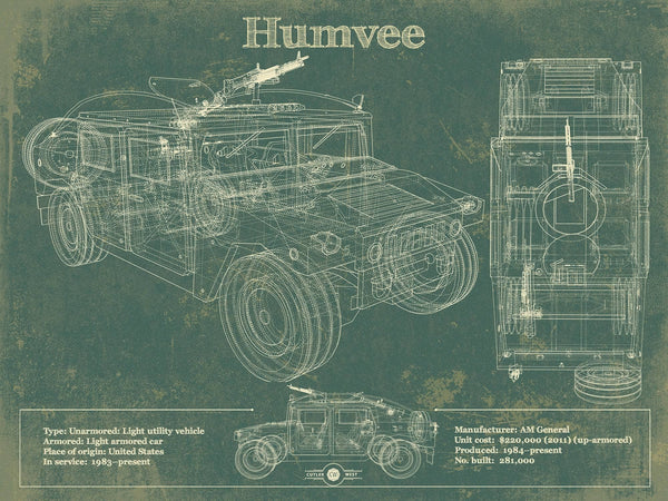 14" x 11" / Unframed Cutler West Humvee Jeep Army Truck Original Patent Print