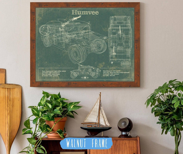 20" x 16" / Walnut Frame Cutler West Humvee Jeep Army Truck Original Patent Print