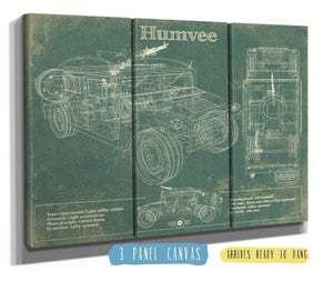 36" x 24" / 3 Panel Canvas Wrap Cutler West Humvee Jeep Army Truck Original Patent Print