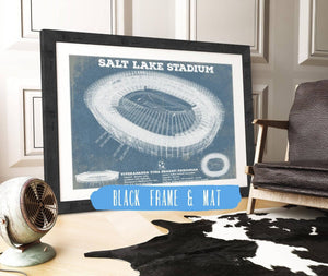 20" x 16" / Black Frame & Mat Cutler West India national football team - Salt Lake Stadium Soccer Print